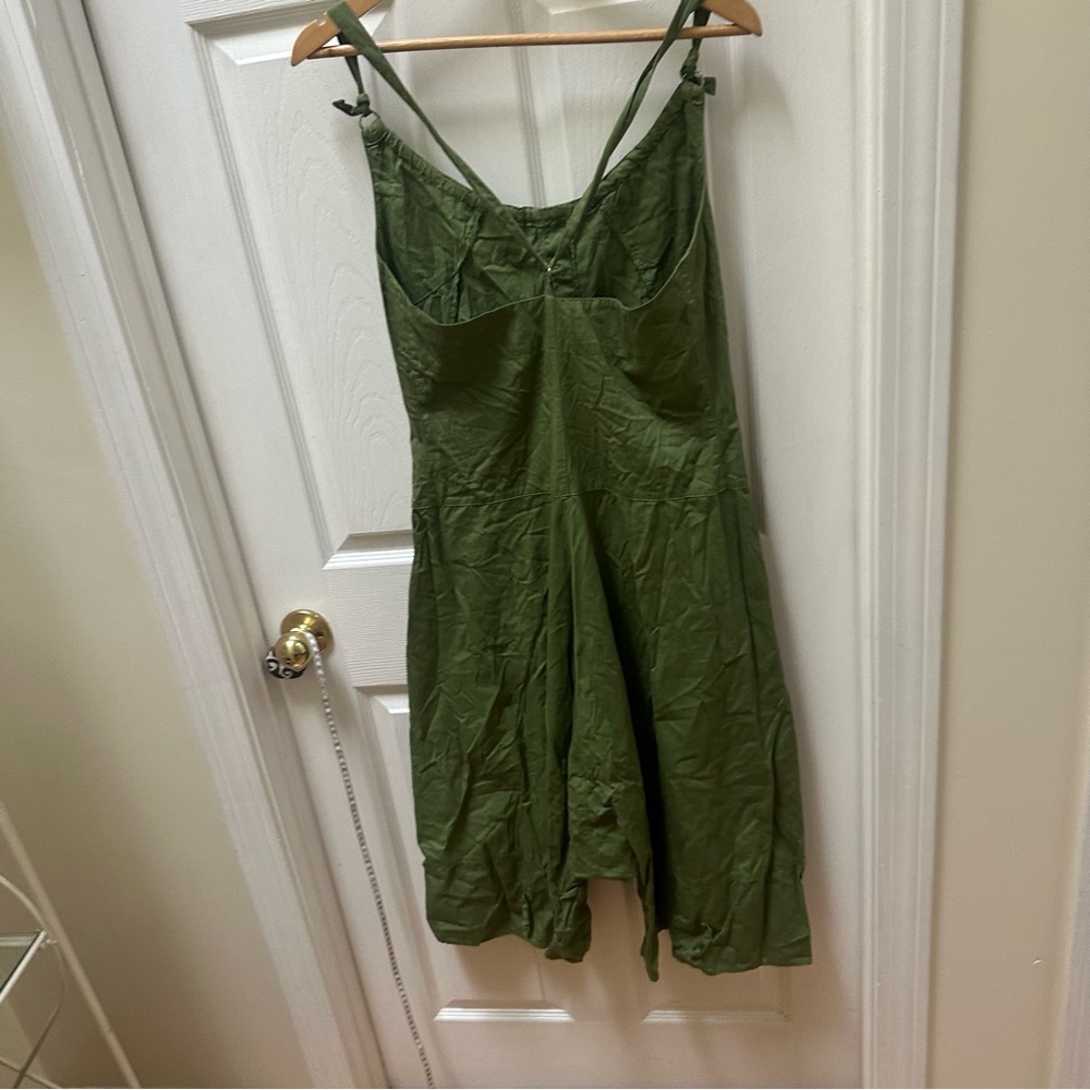 Lurdes Burgada Olive Green Sleeveless jumpsuit barrel wide leg cropped cropped S - Picture 2 of 5